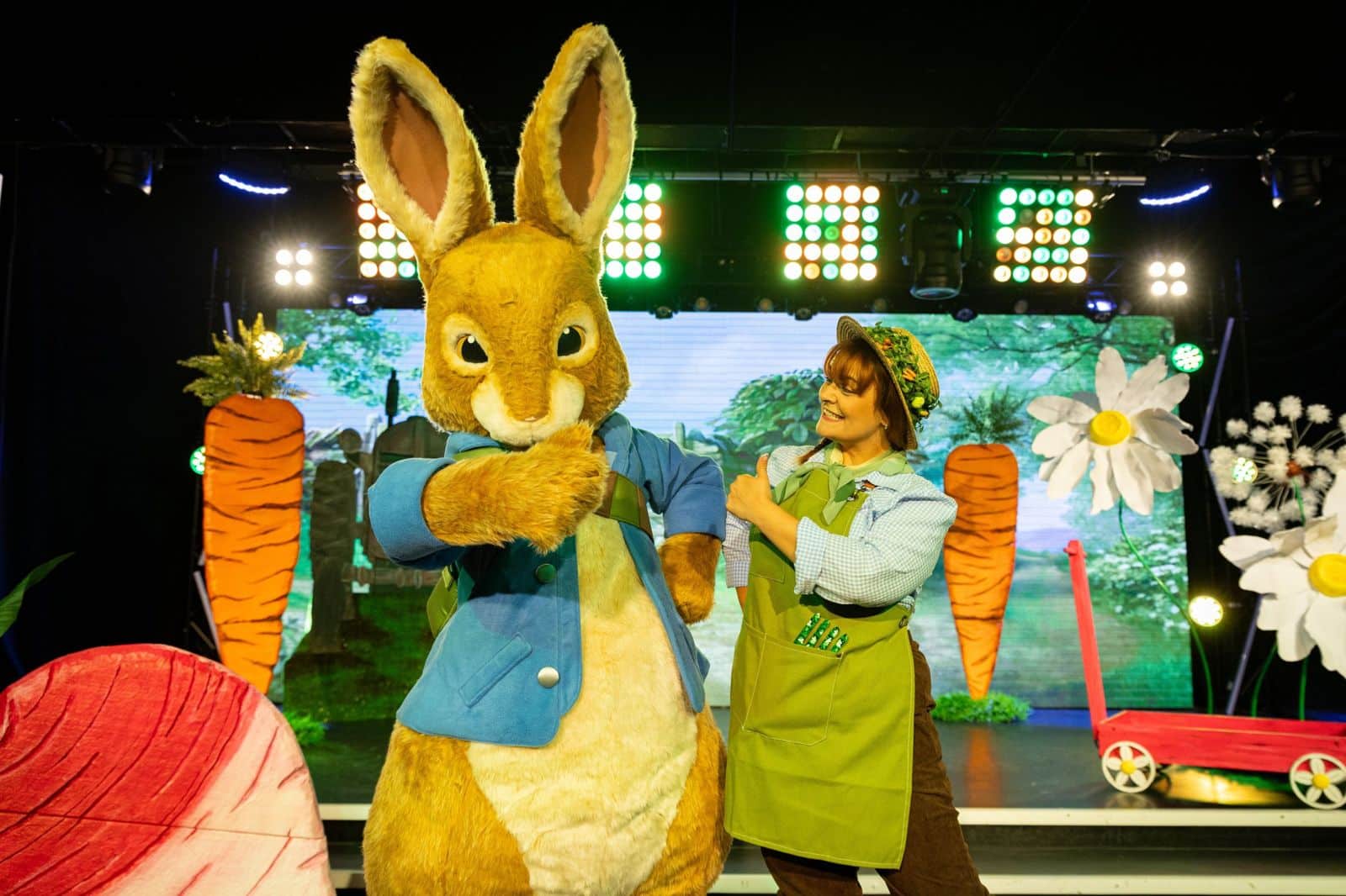 Peter Rabbit and the gardener in Peter Rabbit 'In The Garden' live family show